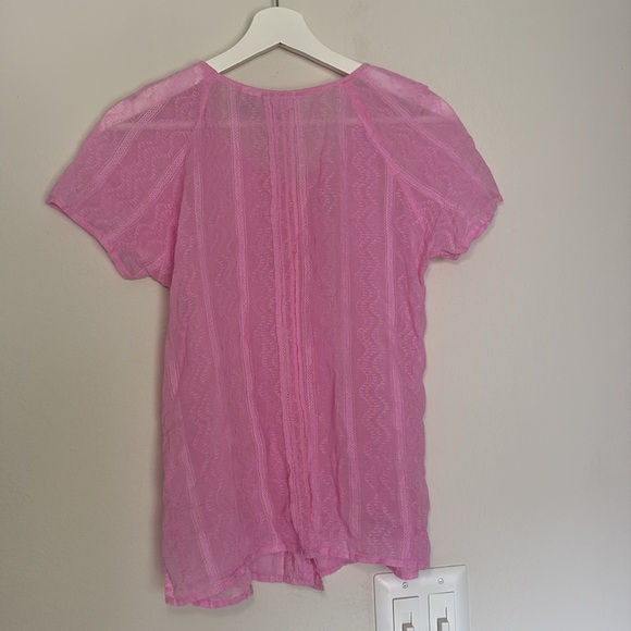 VINTAGE White Mountain Pink Button Cotton Cottage Boho Blouse medium - Picture 5 of 5